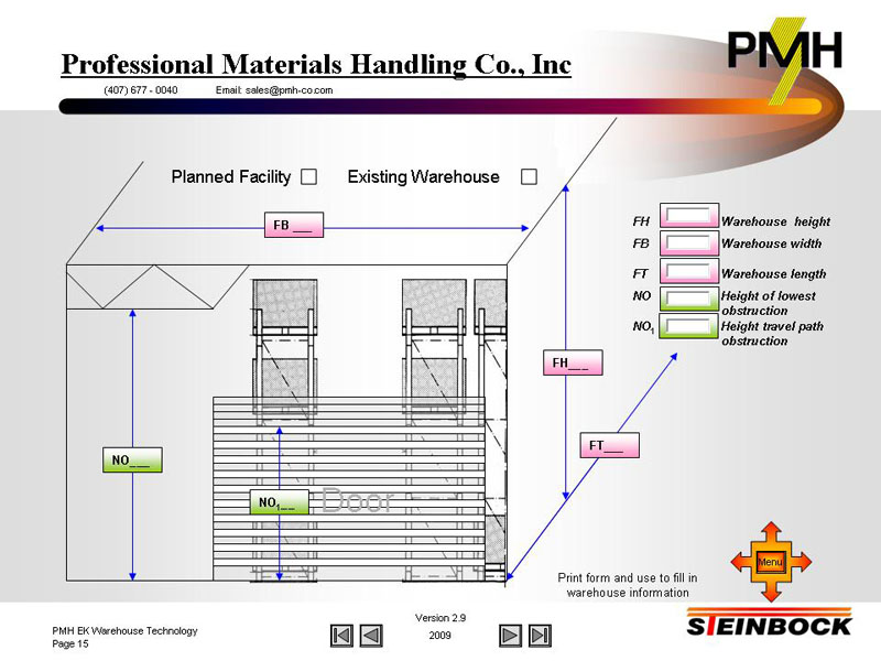 ] Warehouse Dimensions requirement for planning narrow aisle storage